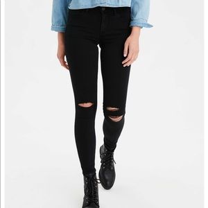 2/$30 AEO Distressed Black Jegging